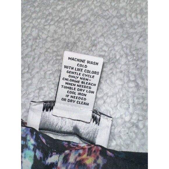 Carmen Marc Valvo Top Dolman Sleeves Sheer Multicolored Print Sz L - Picture 8 of 9